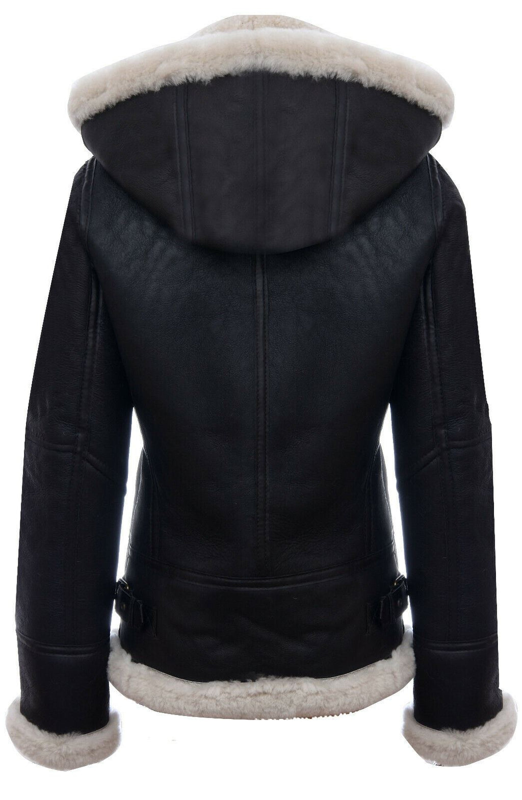 Womens Hooded Sheepskin Flying Leather Jacket-Palermo
