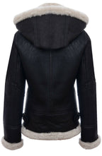Womens Hooded Sheepskin Flying Leather Jacket-Palermo