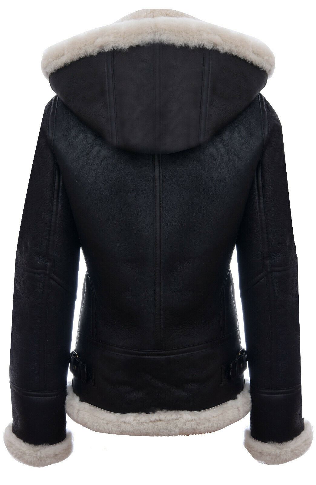 Womens Hooded Sheepskin Flying Leather Jacket-Palermo