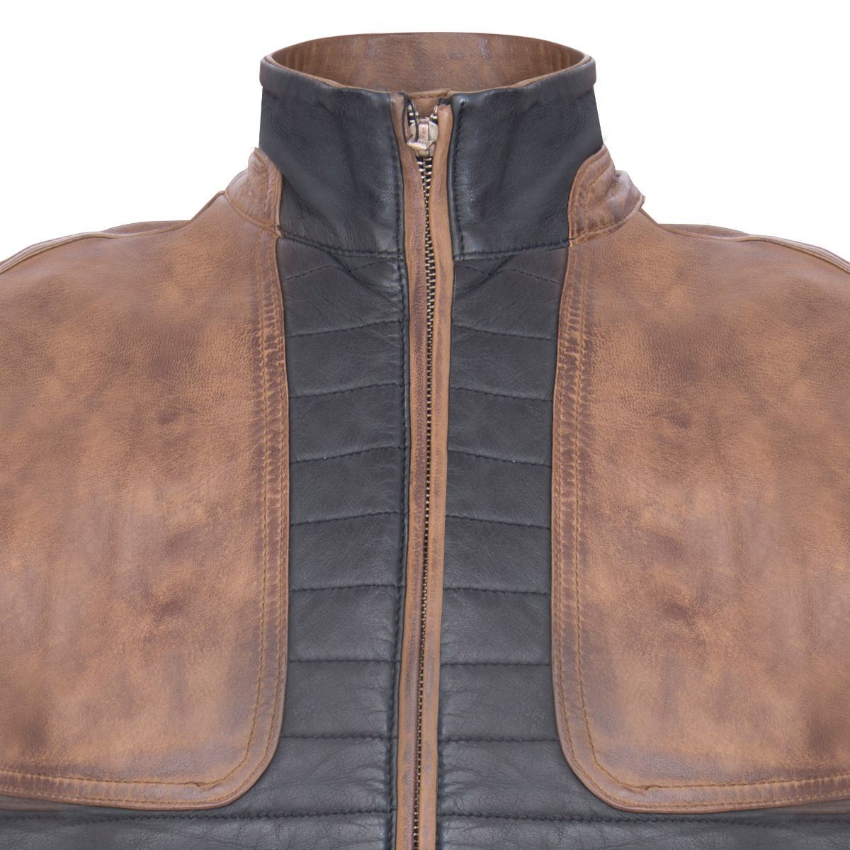 Mens Black/Brown Leather Gilet-Sheffield