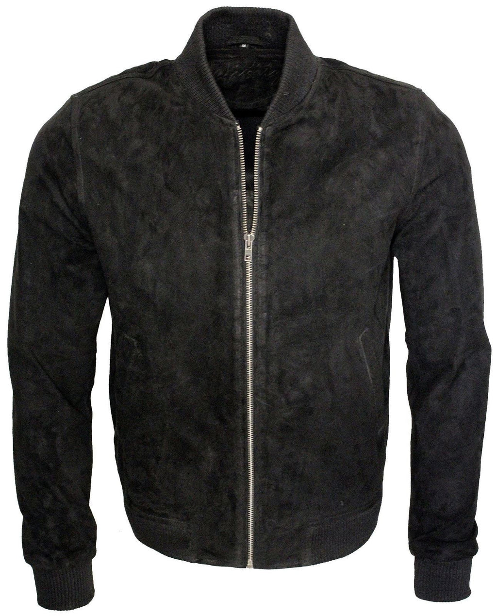 Mens Varsity Soft Suede Leather Bomber Jacket