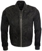 Mens Varsity Soft Suede Leather Bomber Jacket