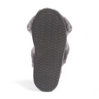 Women's Sheepskin Slippers Grey Warm Winter Fur Crossover - Snowbelle