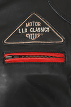 FRANCIS Women's Genuine Leather Racing Jacket - Black Red White Stripes