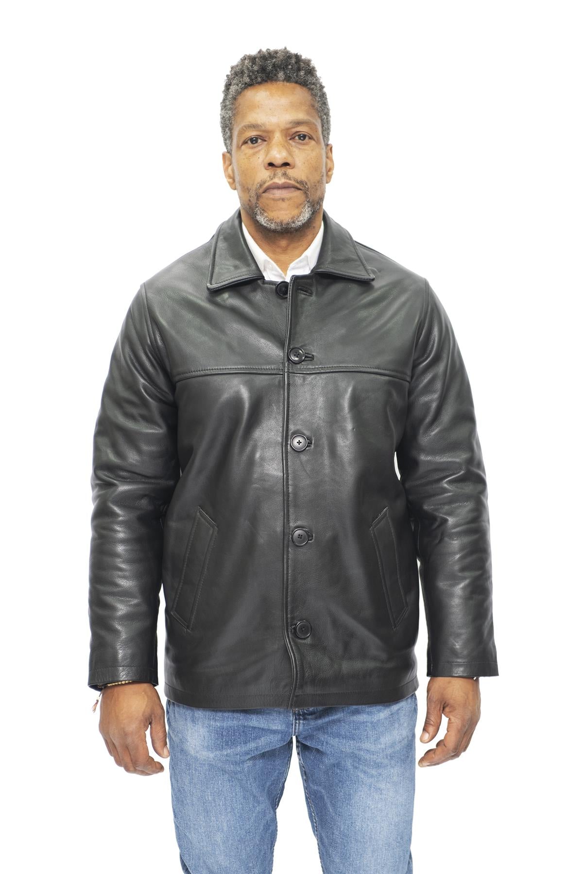 Mens Cowhide Leather Box Jacket-Mendoza