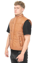 Mens Classic Leather Puffer Waistcoat-Nottingham