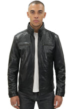 Mens Classic Leather Biker Jacket-Caracas