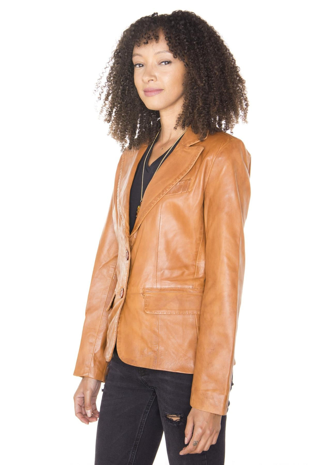 Womens Leather Blazer Jacket-Seregno