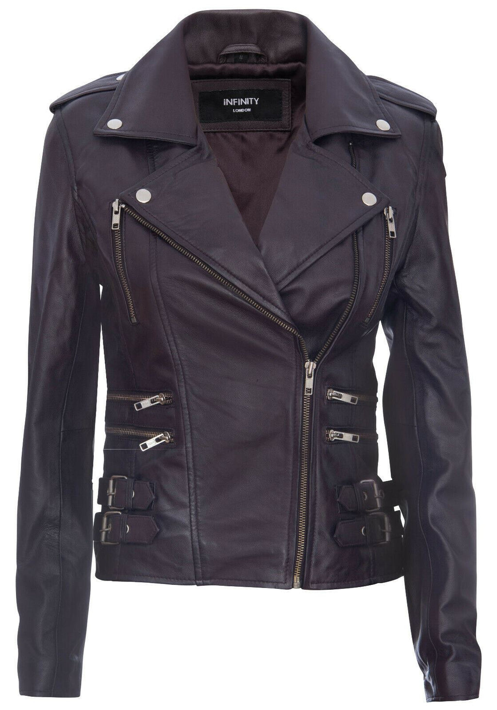 Womens Leather Brando Biker Jacket - Orlando