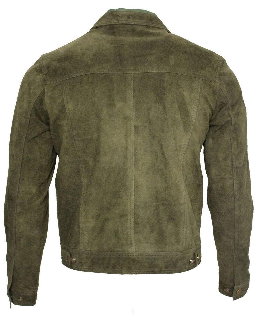Mens Goat Suede Leather Trucker Jacket-Taraz