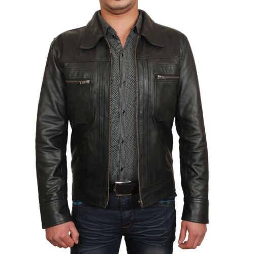 Men Designer Jacket Genuine Black Lambskin Leather