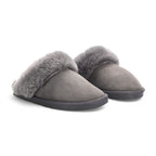 Women's Genuine Sheepskin Grey Suede Mule Winter Slippers - Luna