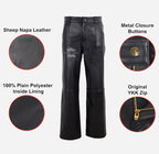 Women's High Waist Wide Leg Leather Pants in Black