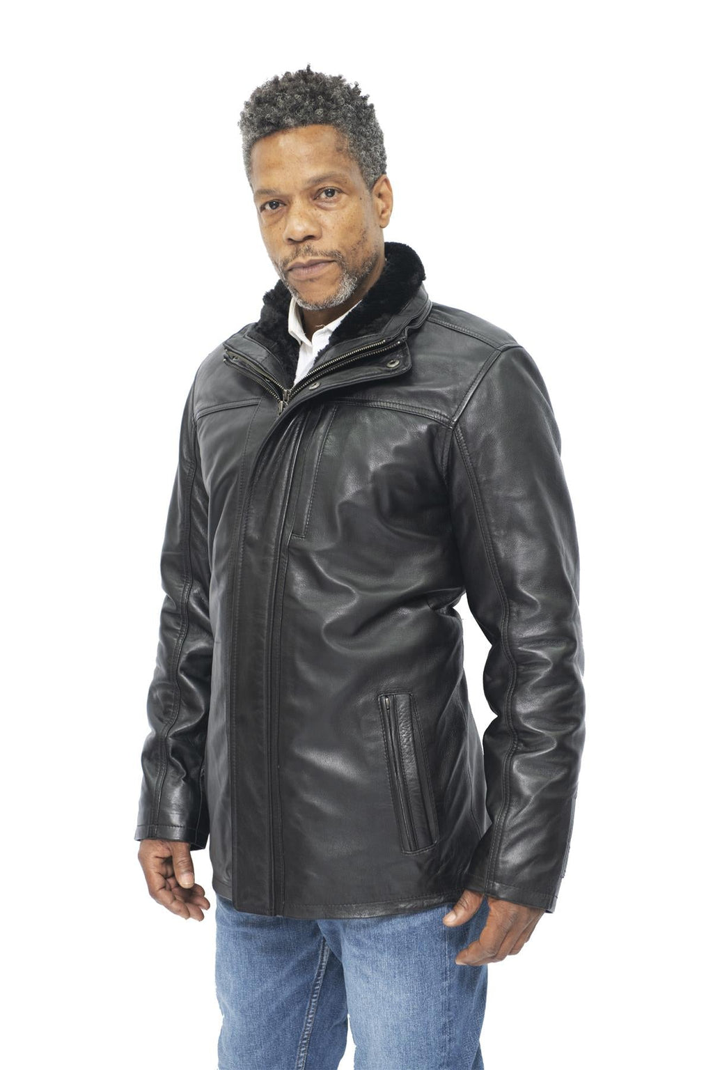 Mens Leather Mid Length Coat-Hanoi