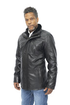 Mens Leather Mid Length Coat-Hanoi