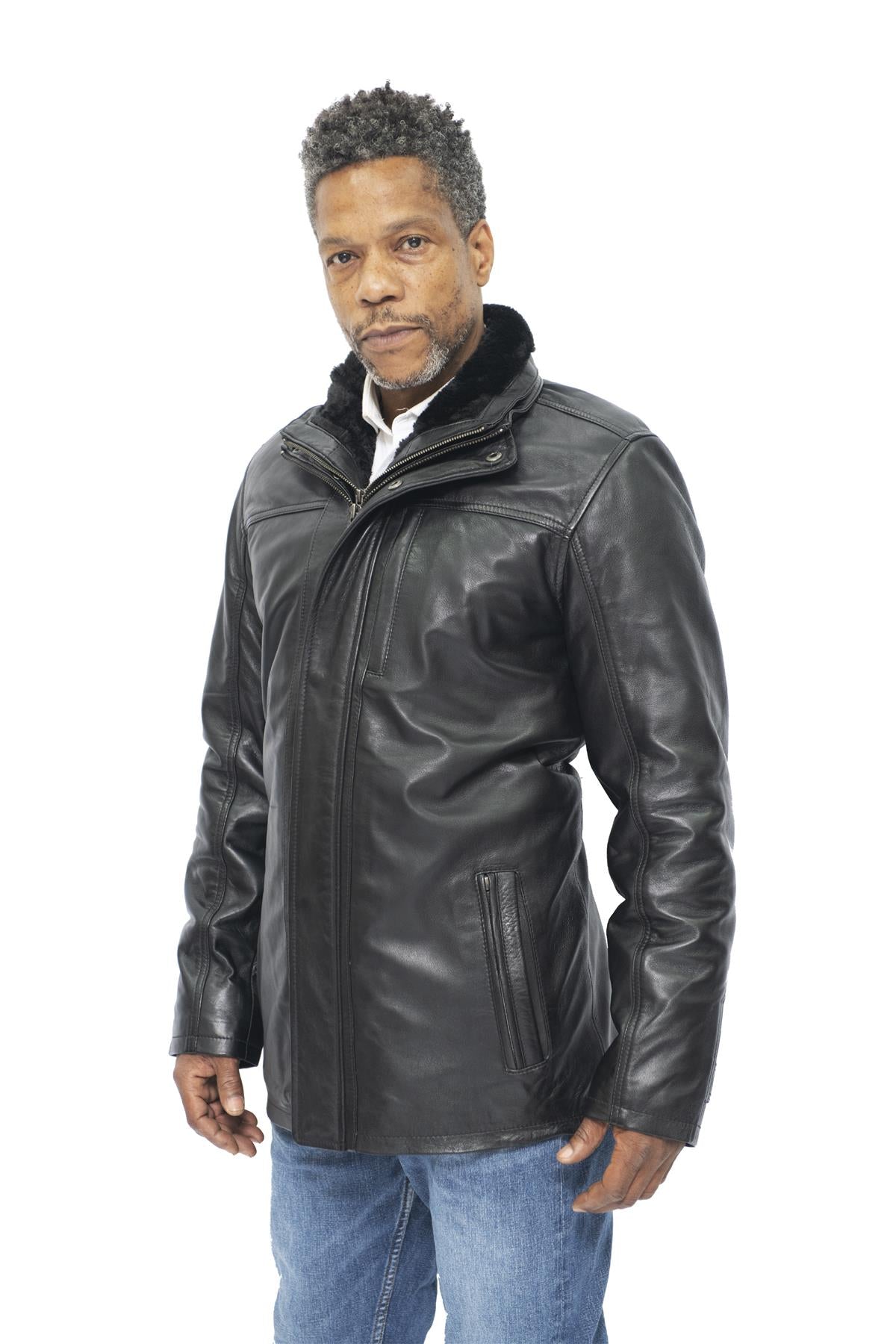 Mens Leather Mid Length Coat-Hanoi