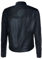 Mens Retro Leather Shirt Jeans Jacket-Beijing