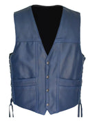 Men’s Blue Cruiser Leather Vest