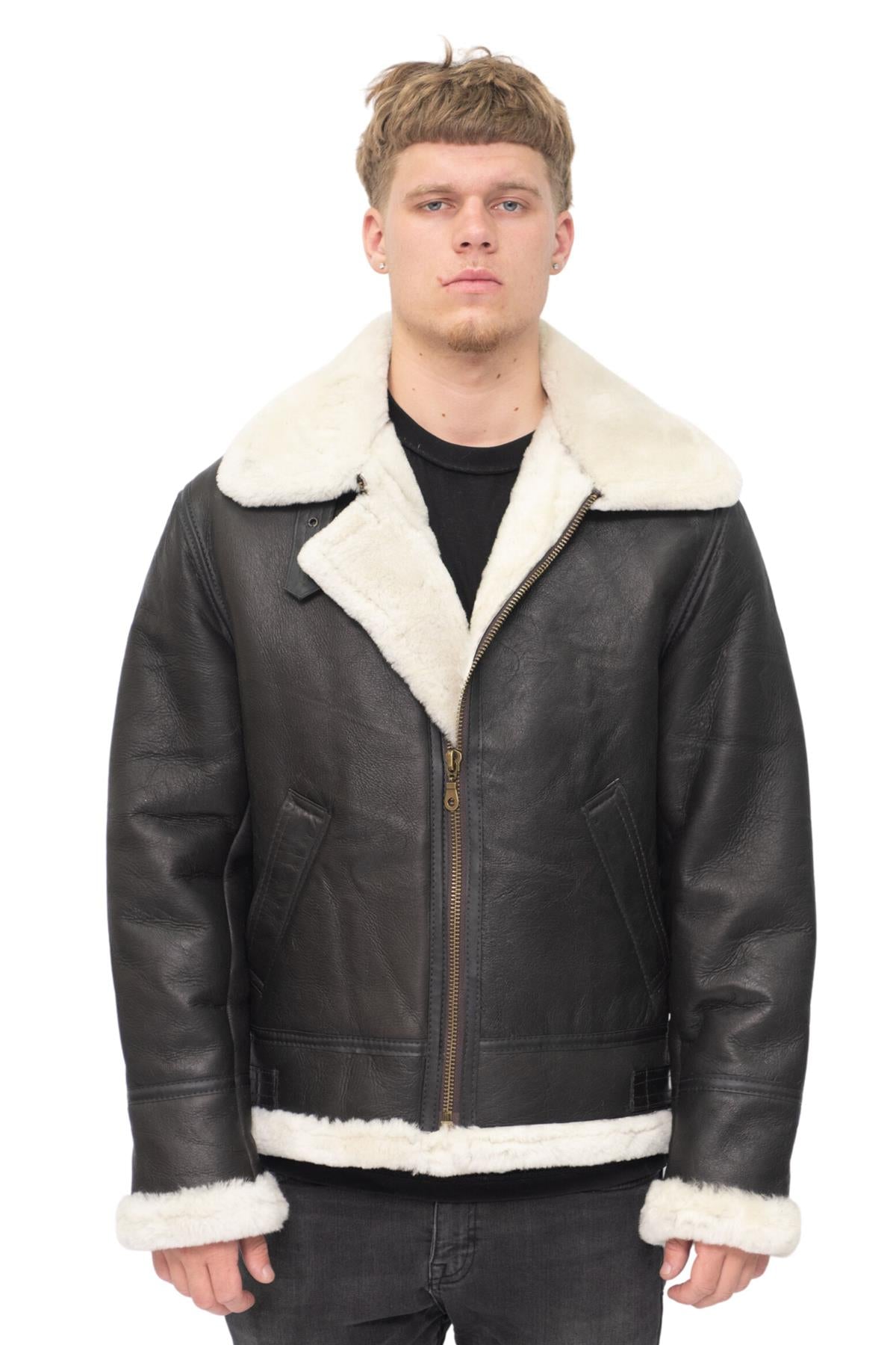 Mens B3 Aviator Real Sheepskin Leather Flying Jacket-Oxford