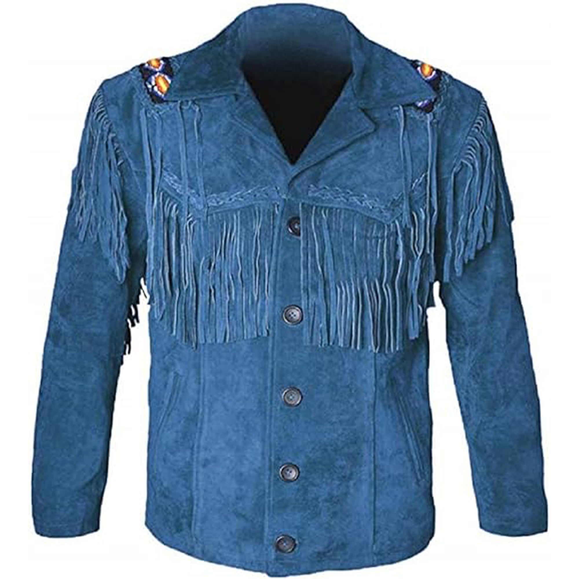 Mens Western.Buckskin Suede Leather Jackets Cowboy Leather Coat/Beads