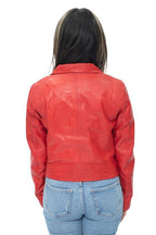 Womens Leather Classic Biker Brando Jacket-Baku