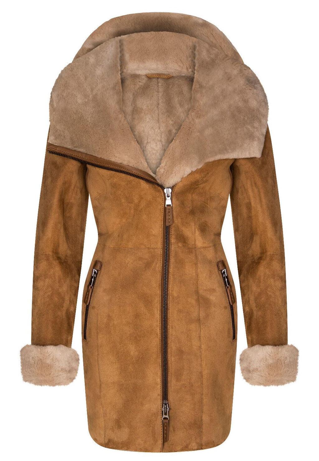 Womens Merino Sheepskin Hooded Coat-Antioch