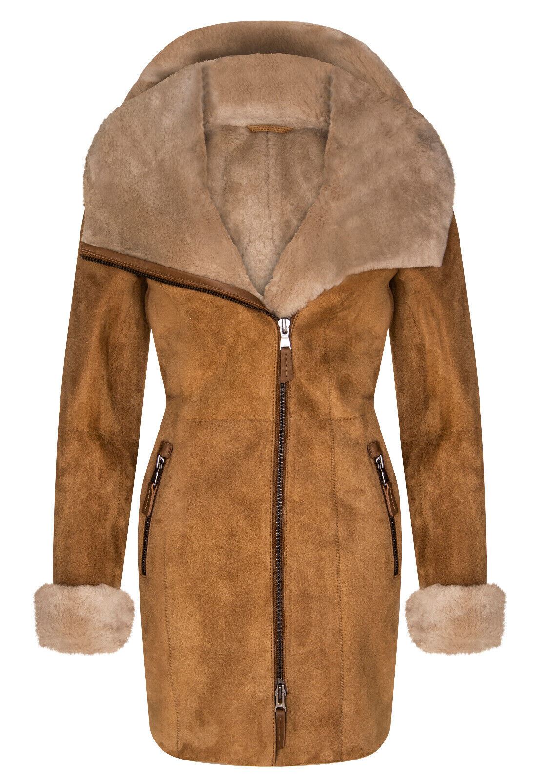 Womens Merino Sheepskin Hooded Coat-Antioch