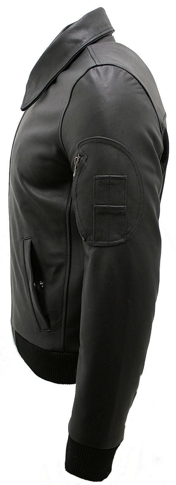 Mens Cowhide Analine Leather A2 US Airforce Bomber Jacket