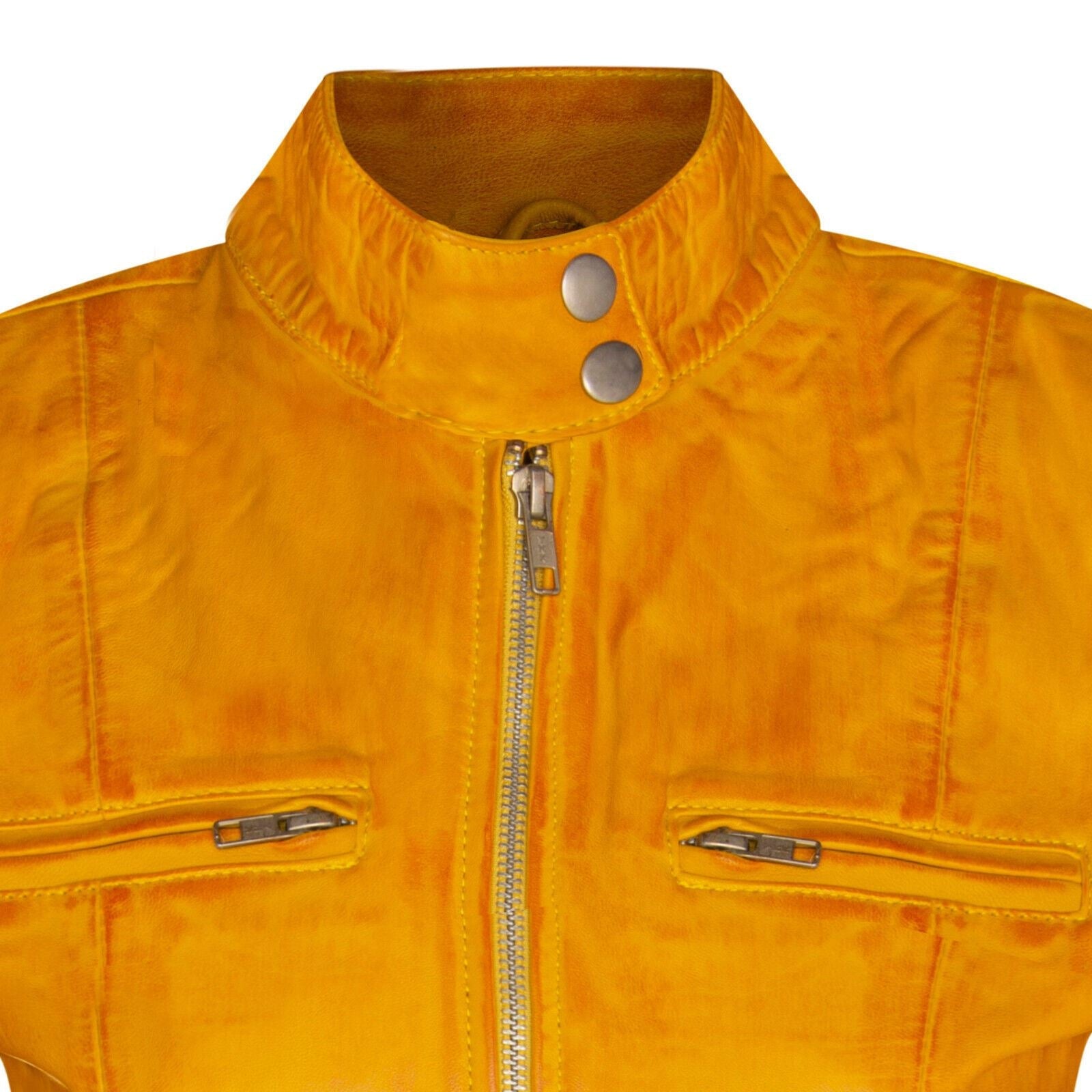 Womens Plain Leather Moto Biker Jacket-Braga