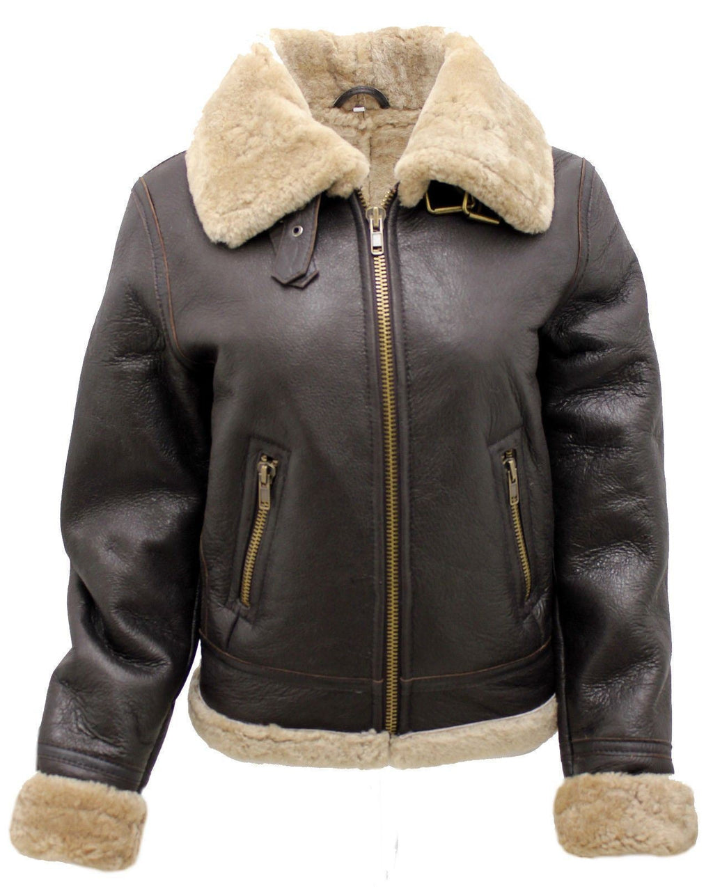 Womens Brown B3 Sheepskin Leather Flying Jacket-Kayseri