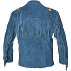 Mens Western.Buckskin Suede Leather Jackets Cowboy Leather Coat/Beads