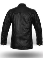 Men Slim Fit PU Leather Jacket M-7-Black