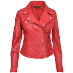 Womens Leather Classic Biker Brando Jacket-Baku