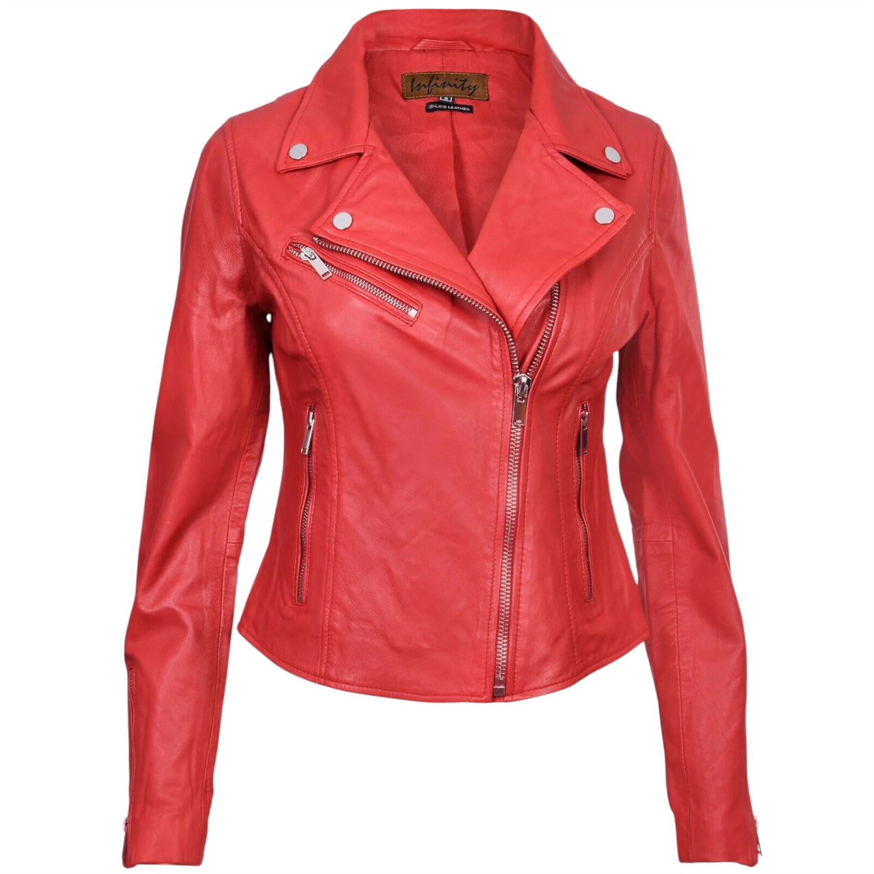 Womens Leather Classic Biker Brando Jacket-Baku