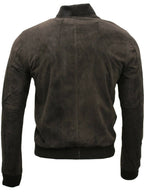 Mens Varsity Soft Suede Leather Bomber Jacket