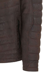 Mens Quilted Puffer Leather Bomber Jacket - Torpoint