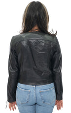 Womens Collarless Biker Jacket-Padova
