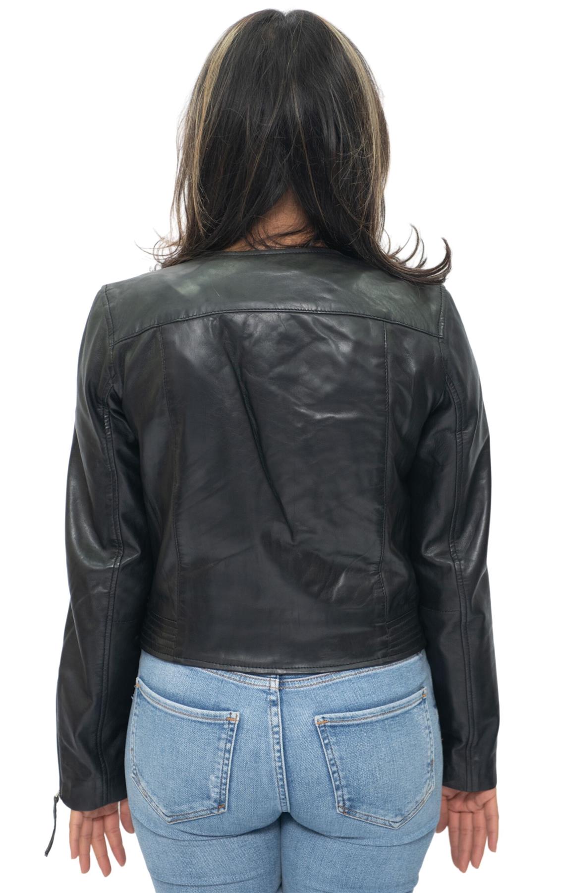 Womens Collarless Biker Jacket-Padova