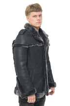 Mens Merino Sheepskin Suede Jacket with Tie Belt-Granada