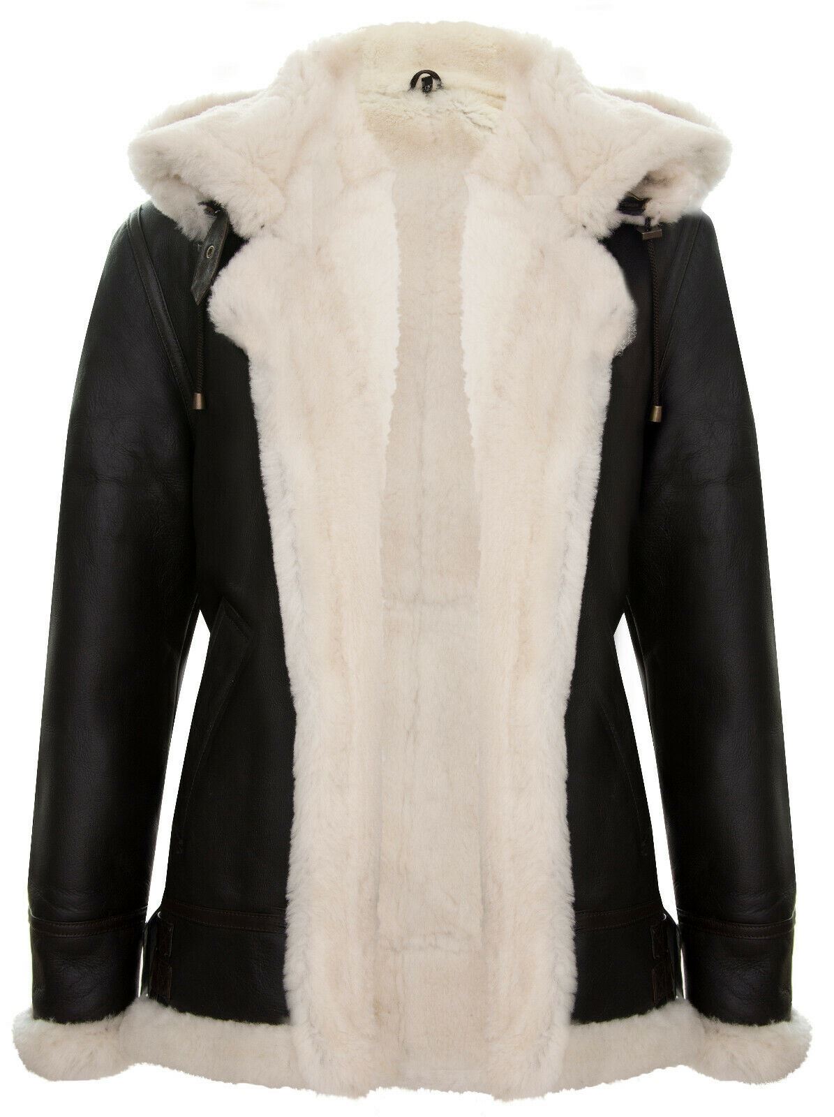 Mens Hooded Sheepskin Leather B3 Flying Jacket-Columbus