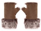 Womens Shearling  Mittens Fingerless Cuffs Toscana Suede Sheepskin Fur