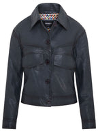 Womens Retro Biker Leather Jacket - Kopervik