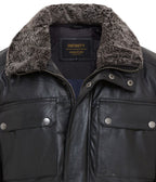 Mens Leather Puffer Quilted Jacket - Farsund