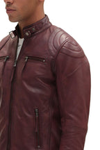 Mens Moto Leather Biker Jacket-Taiwan