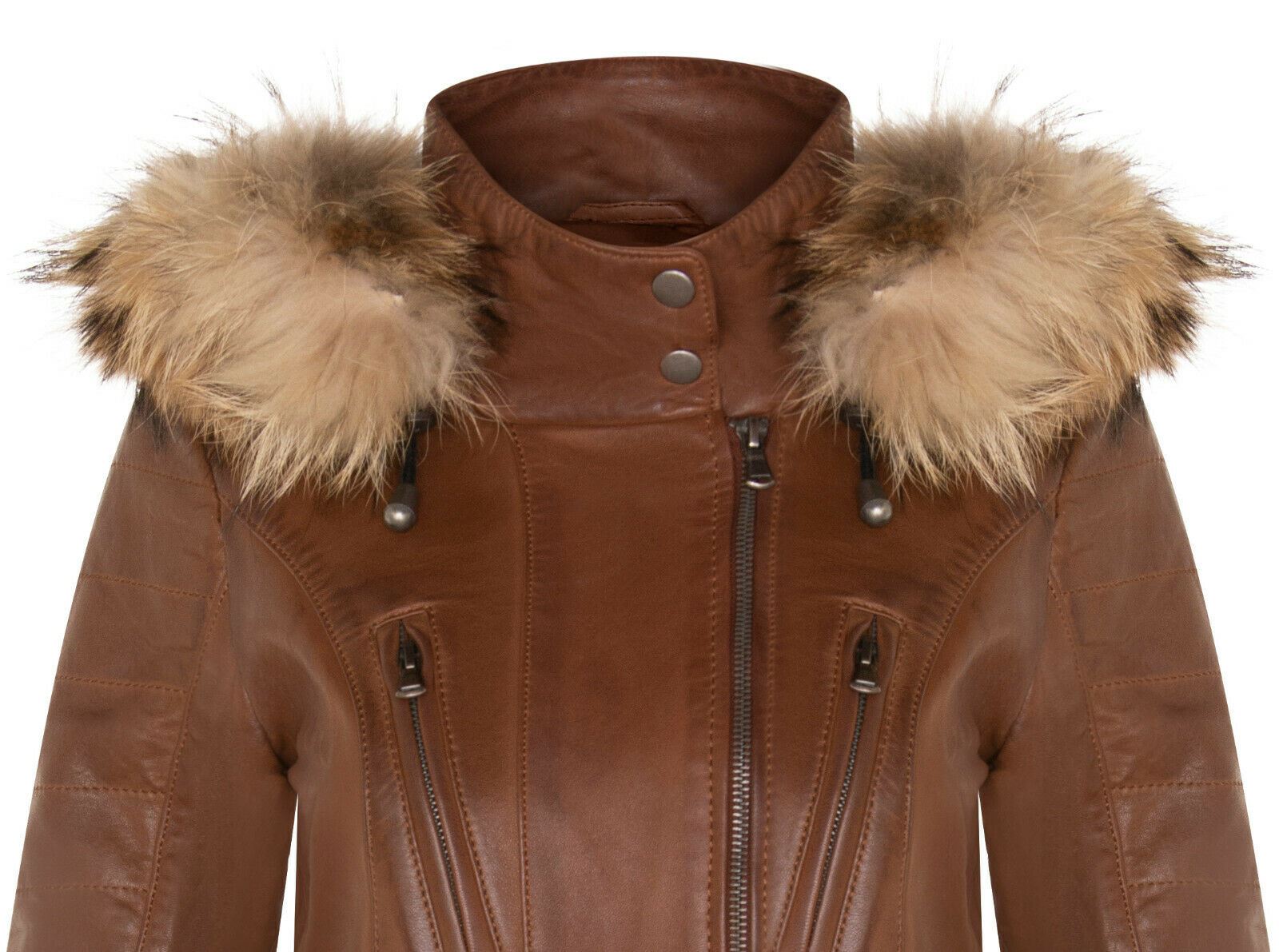 Womens Quilted Leather Parka Jacket-Curitiba