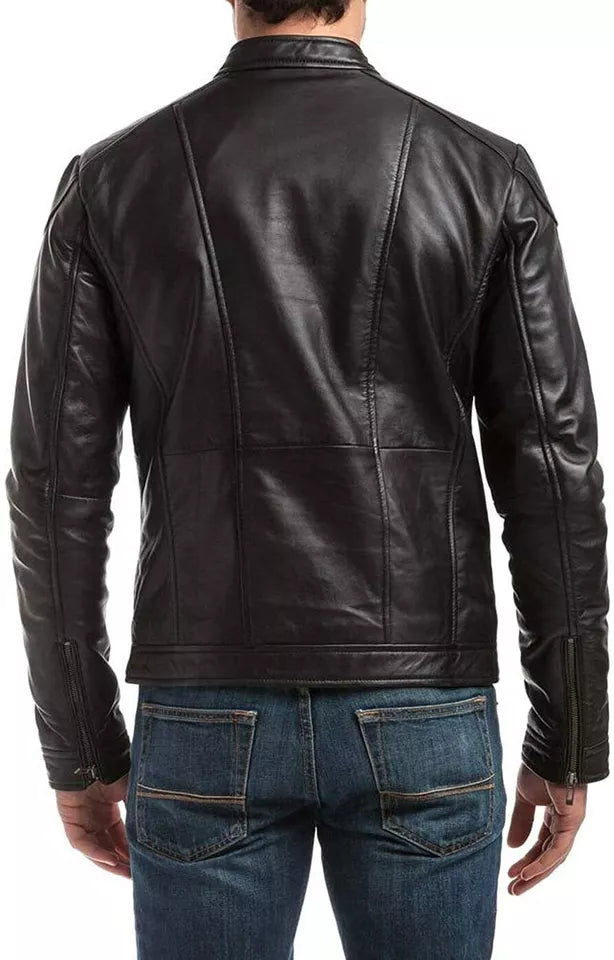 Men's Casual Simple Dark Brown SlimFit Faux Leather Jacket