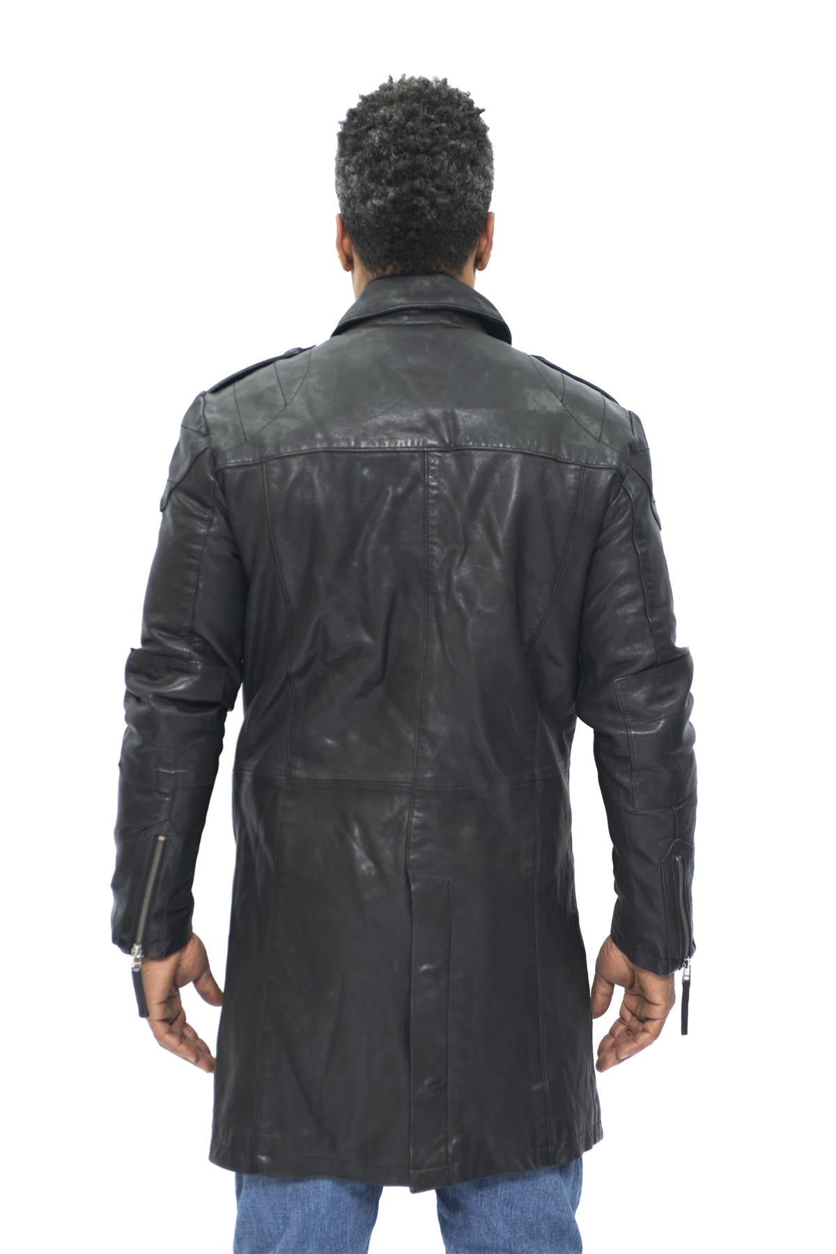 Mens Leather Trench Coat-Hamburg
