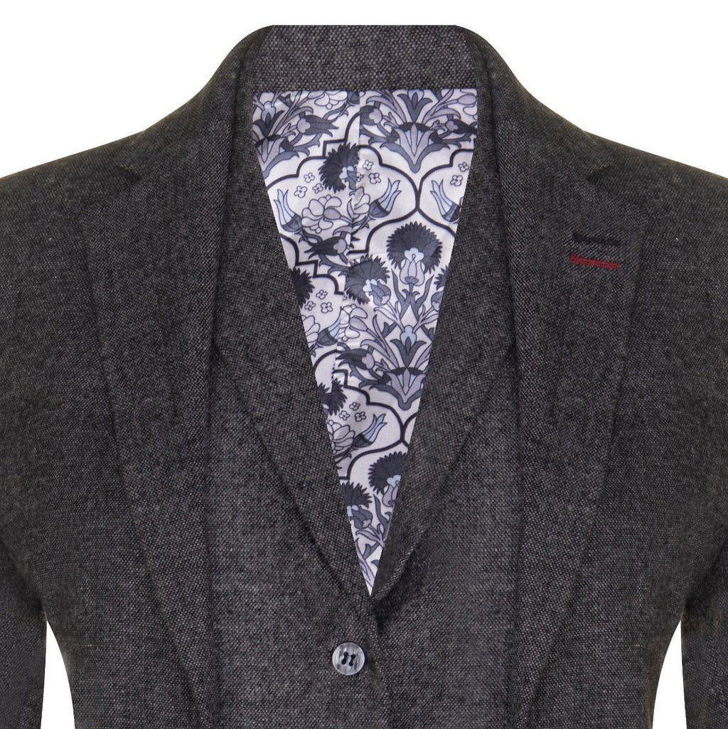 Womens 1920s  Grey Wool Classic Vintage Retro Blazer