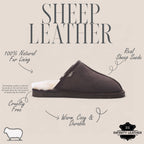 Men's Genuine Sheepskin Brown Suede Mule Winter Warm Non-Slip - Highland