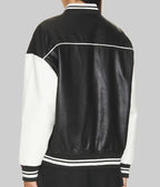 Women’s Black and White Leather Varsity Jacket